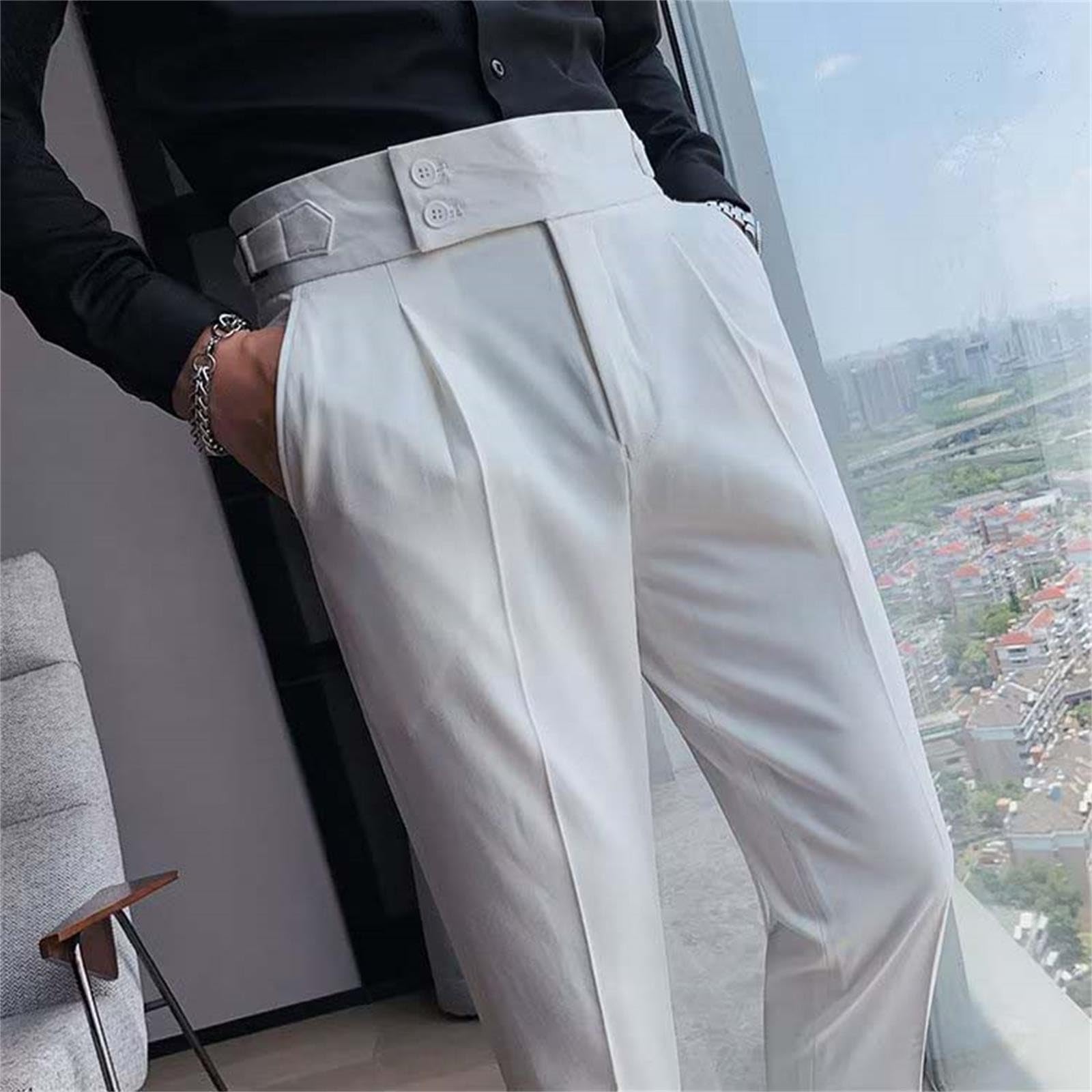 Slim Fit Small Foot Taille Haute Uni Pantalon de costume d'affaires avec jambe droite