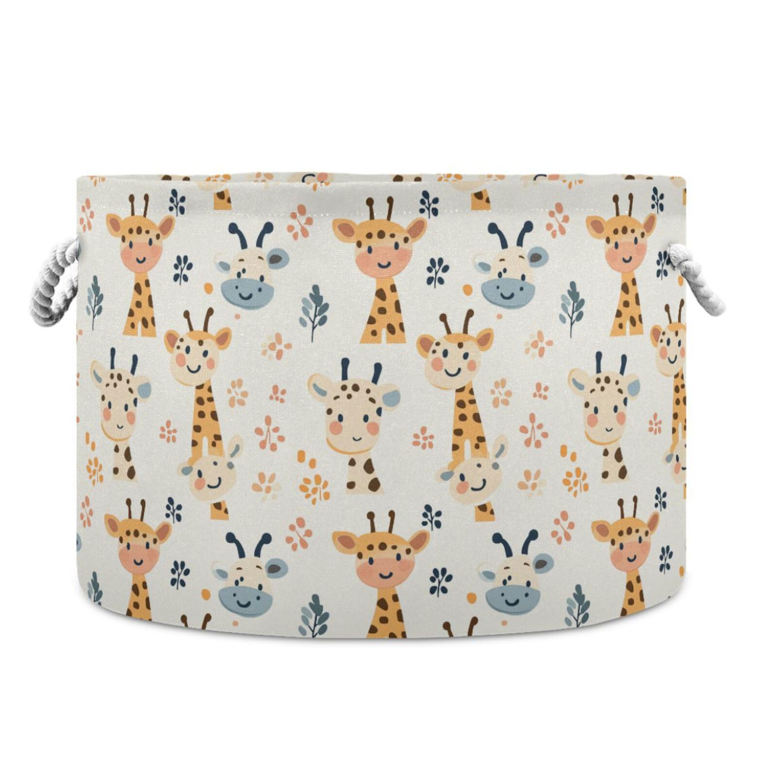 Cartoon Cute Giraffe Beige storage basket collapsable and waterproof laundry bag with sturdy handle tubs Decoracion medium for gift shelf nursery