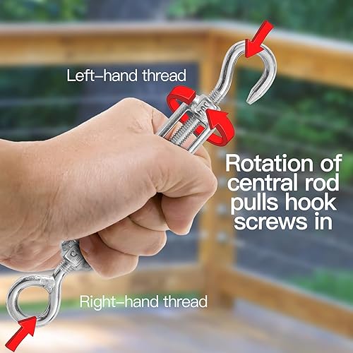 Miniatura 10 de Tensor de ojo y ojo M6, tensor de acero inoxidable 304 resistente tensión de cuerda de alambre 5 PC