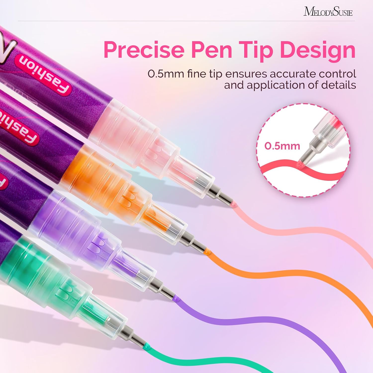 MelodySusie Nail Art Pens Set, 12 Colors 0.5MM Nail Polish Pens for Nail Art, Nail Dotting Tool, Drawing Pen for Nail Design, Manicure Nail Pens for Salon and DIY at Home
