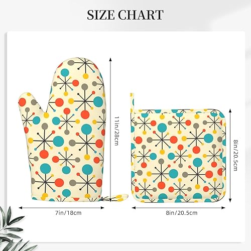 Miniatura 4 de Mid Century Fifties - Juego de 2 manoplas de horno y agarraderas de silicona resistentes al calor, guantes antideslizantes, decoración de cocina