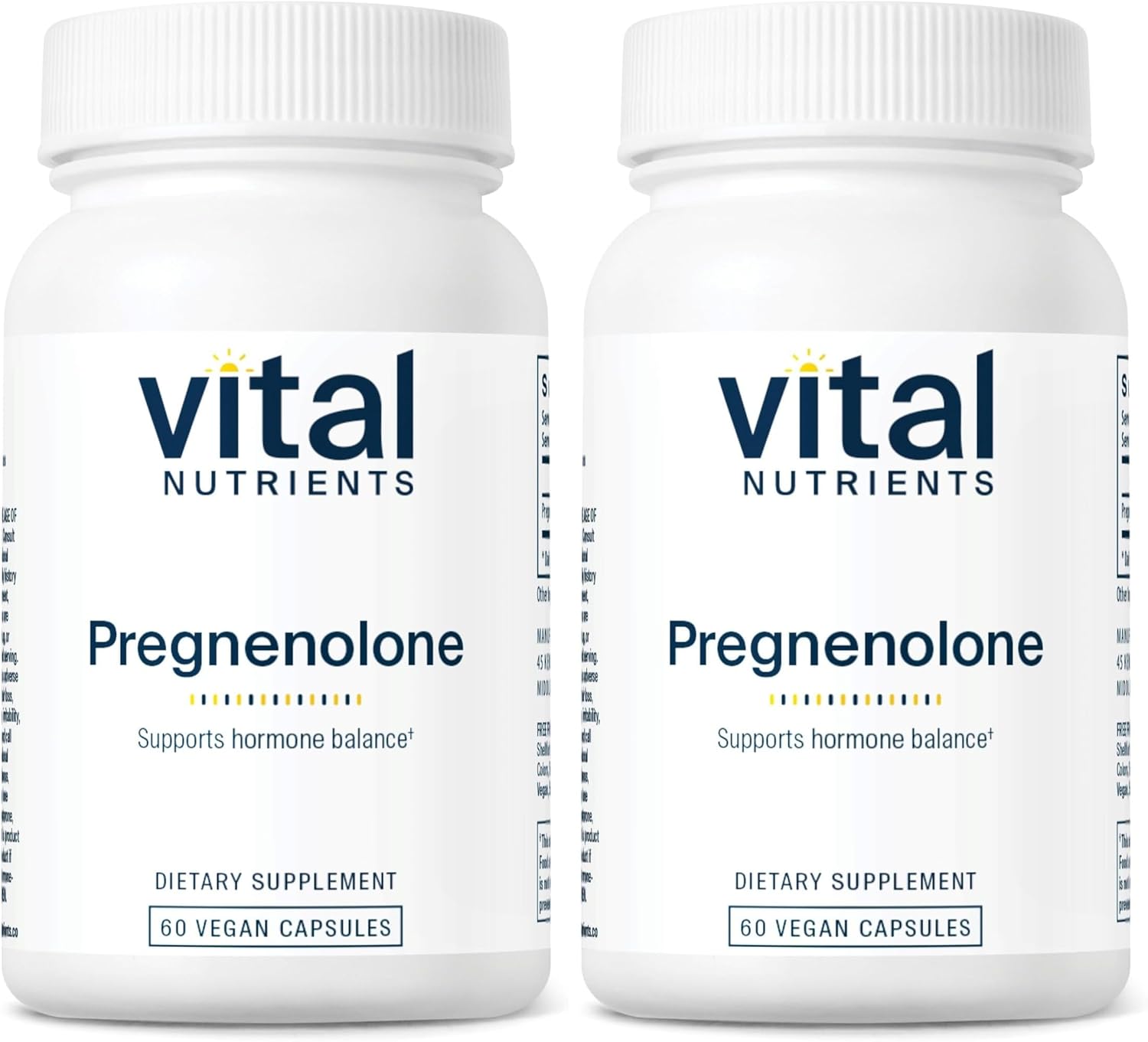 Vital Nutrients - Pregnenolone - Supports Mood, Memory and Immune Function - 60 Vegetarian Capsules per Bottle - 10 mg (Pack of 2)