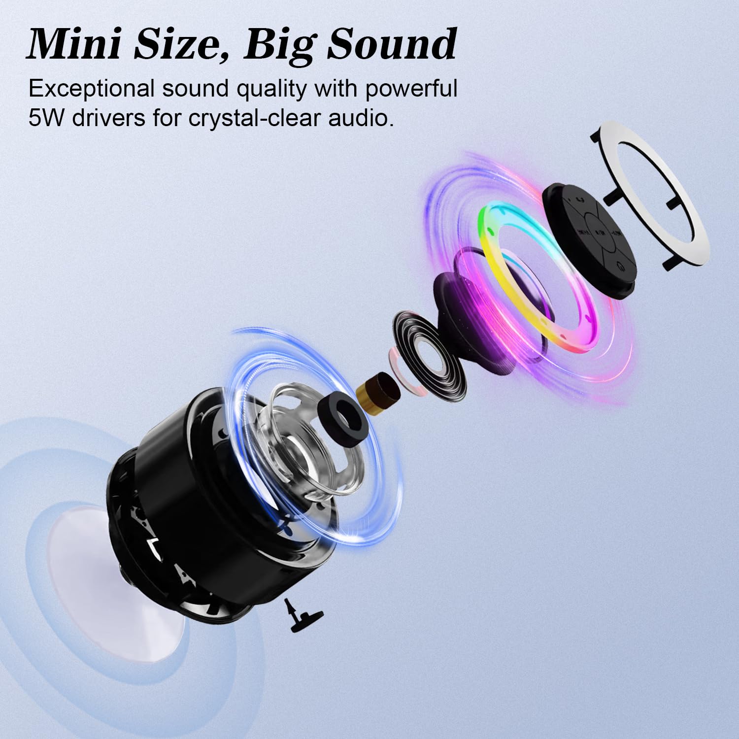 Mini altavoz Bluetooth para ducha con ventosa, altavoz inalámbrico Bluetooth impermeable, IP67 flotante impermeable altavoz de baño con luz LED, regalo ideal para hombres, mujeres y niños