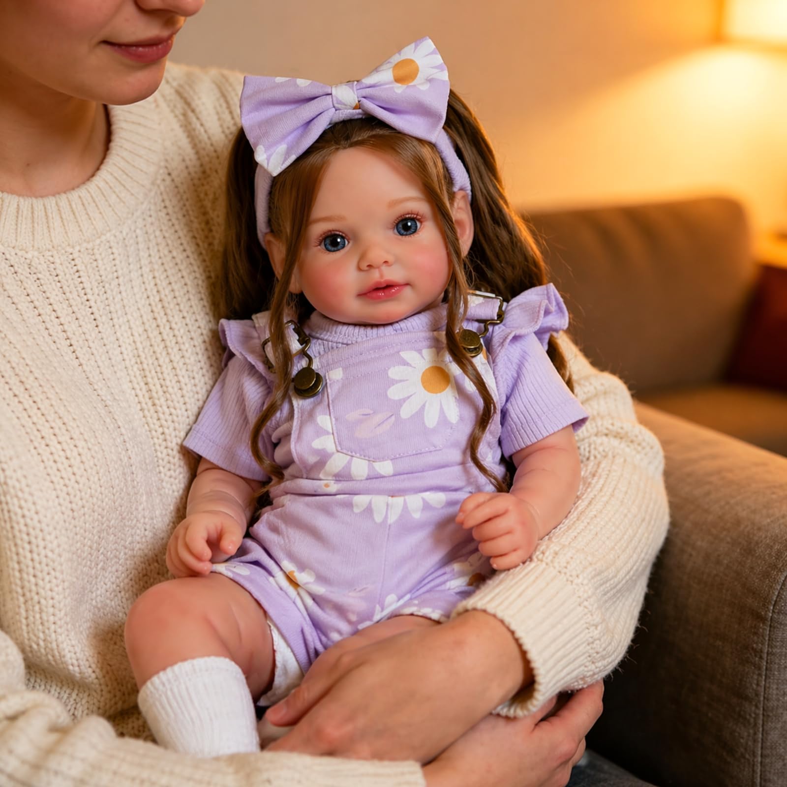 BABESIDE Bambola Realistica 50 cm per Bambina Corpo in Tessuto Morbido Testa e Arti in Vinile, Occhi Aperti, Abito Carino con Accessori, Giocattolo e Oggetto da Collezione per Bambini dai 3 Anni in Su