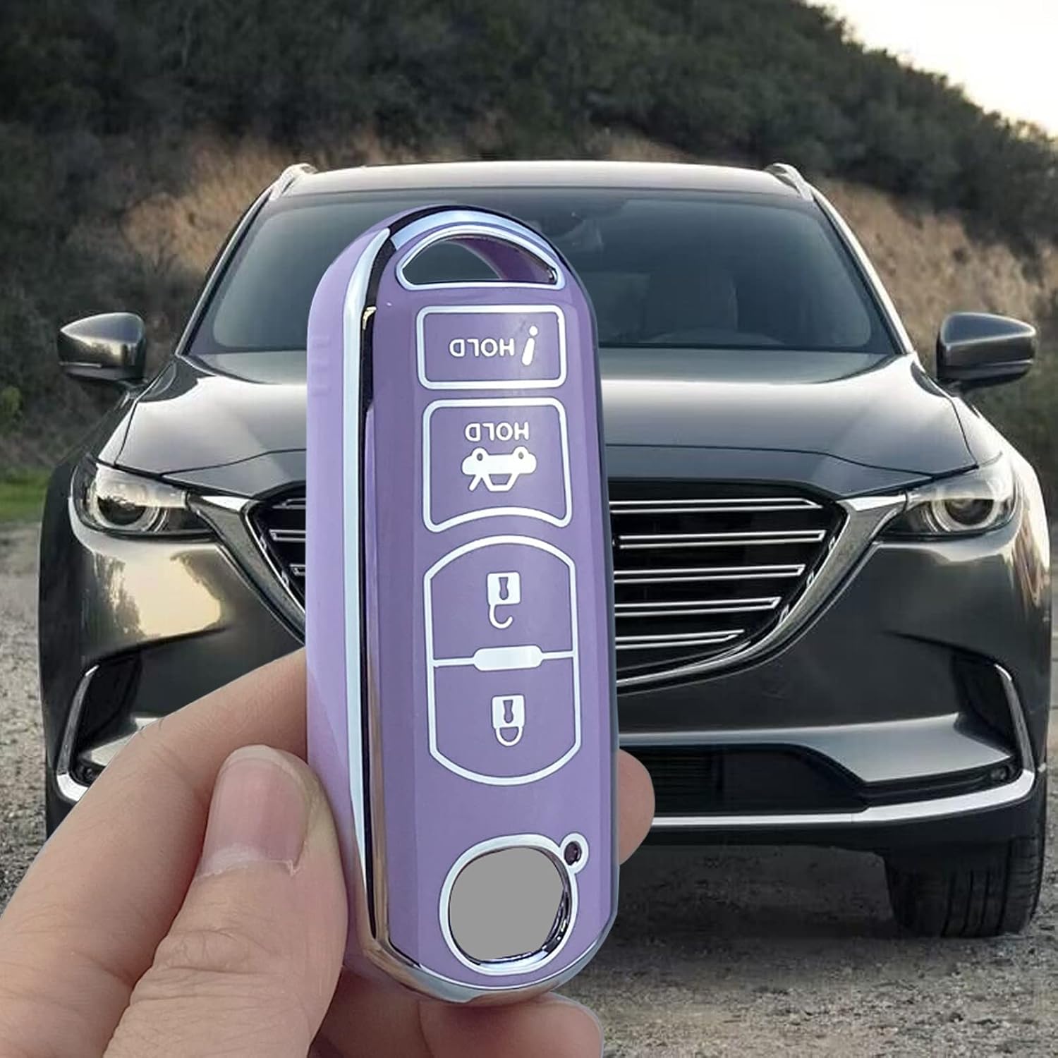 Key Fob Cover Case Compatible with Mazda 3/6/8 Miata MX-5 CX-5 CX-9 RX-8 Atenza Accessories Shell (Purple-Single Set) image 4