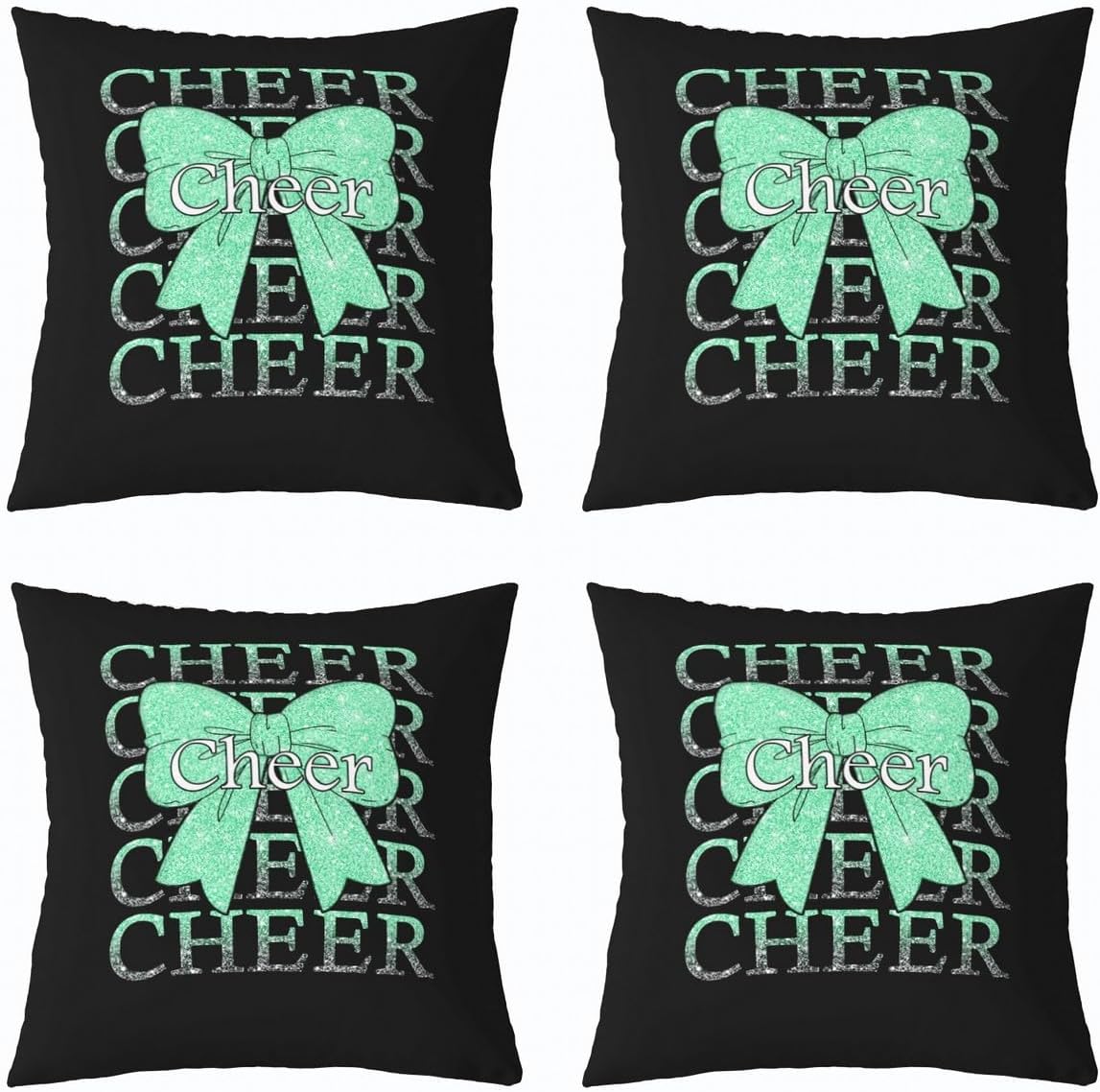 Feelyou Cheer Bow Throw Pillow Covers 1 Pcs Cheerleading Decorative Pillowcase Funny Sport Cushion Covers for Sofa Couch Bed Green Cushion Case Home Decor 24 x 24-Inch