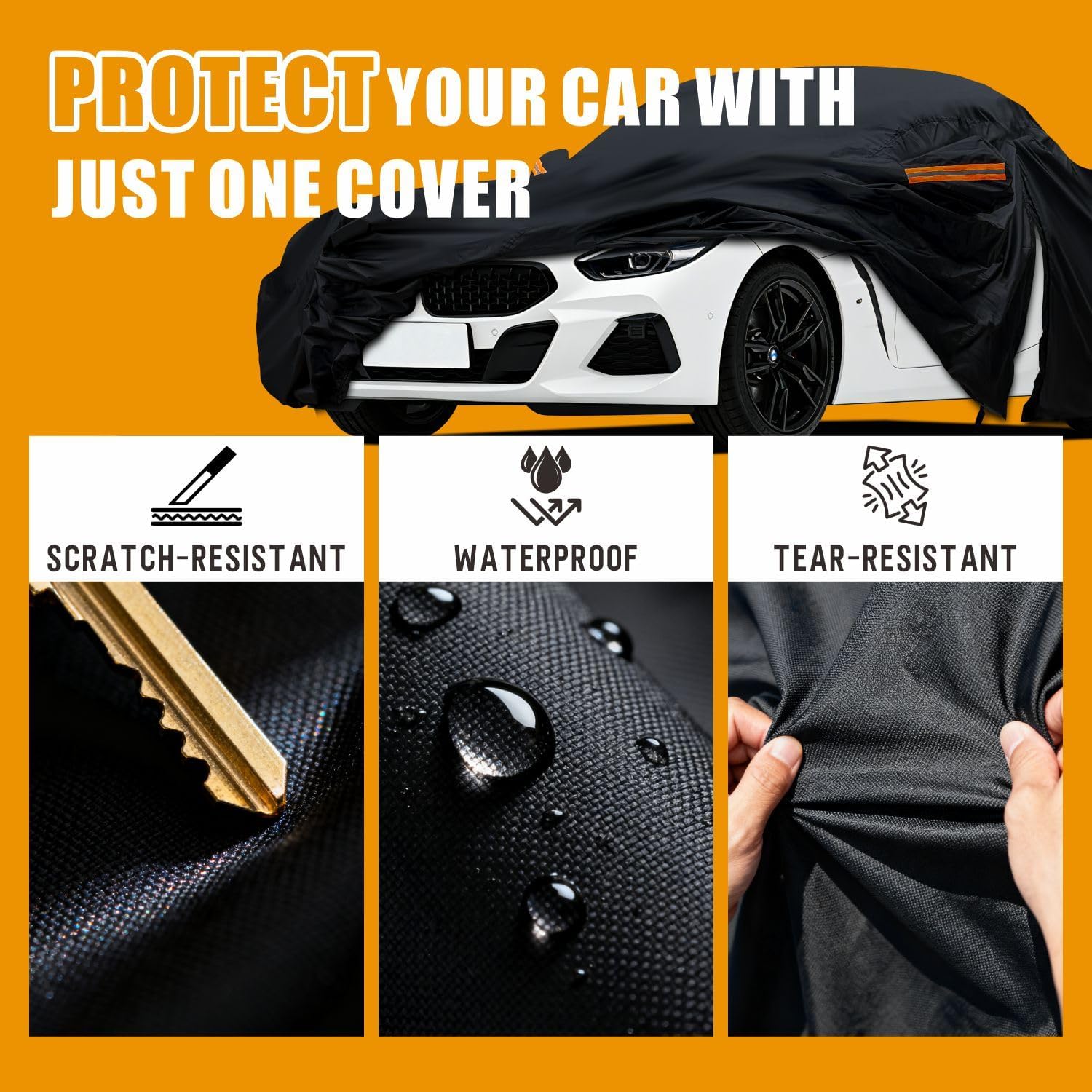 Heavy Duty Outdoor in Full Exterior Car Cover All Weather Fit Coupe Audi TT,BMW Z4,Toyota 86,BRZ,350/370Z,Honda CR-Z,Hyundai Tiburon,Mazda RX-7 etc.Sice C2