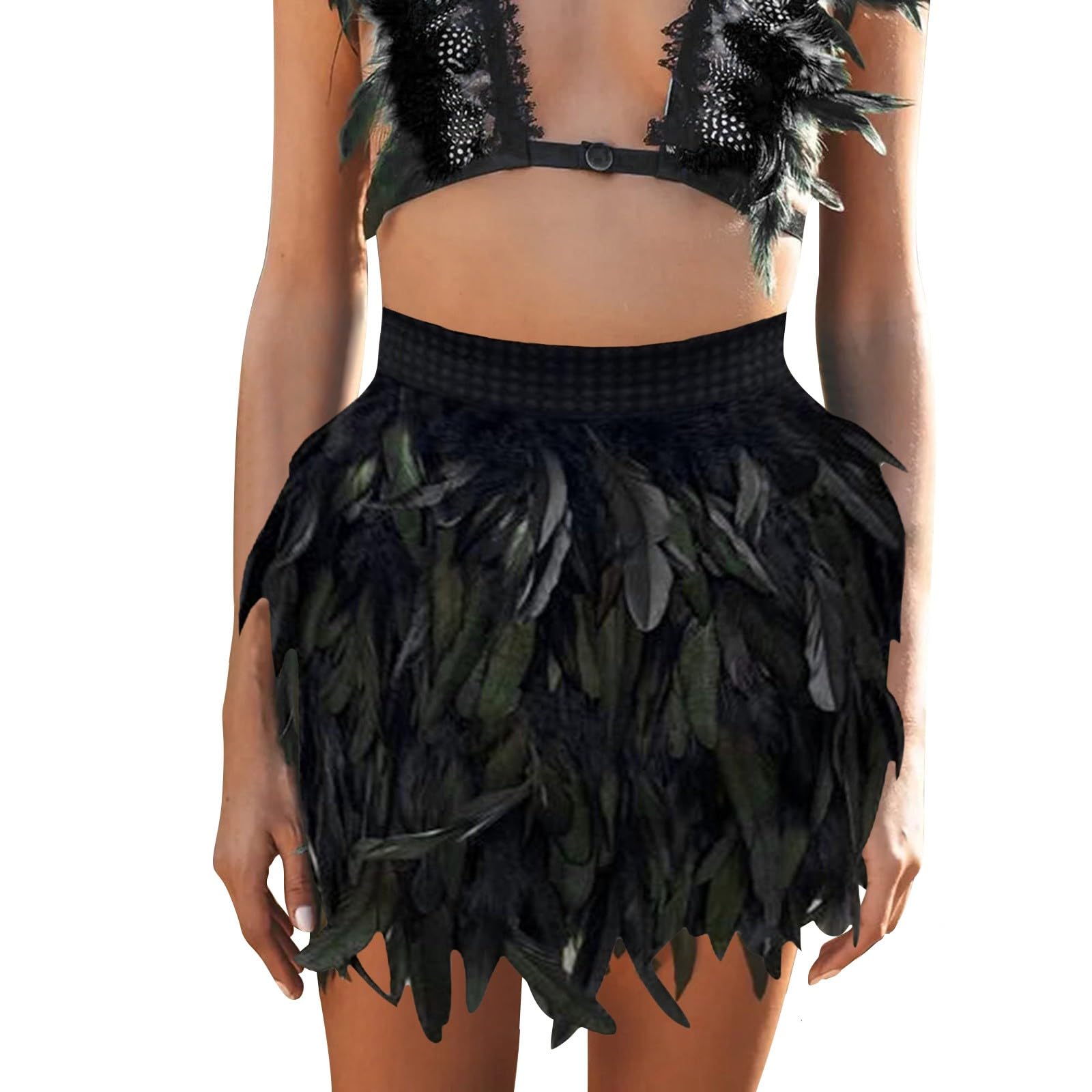 Jupe en tulle pour femme, taille élastique, jupe en plumes, mini jupe rockabilly, vêtements de ballet, costume de carnaval, costume de paon, costume de carnaval pour femme, costume de perroquet pour