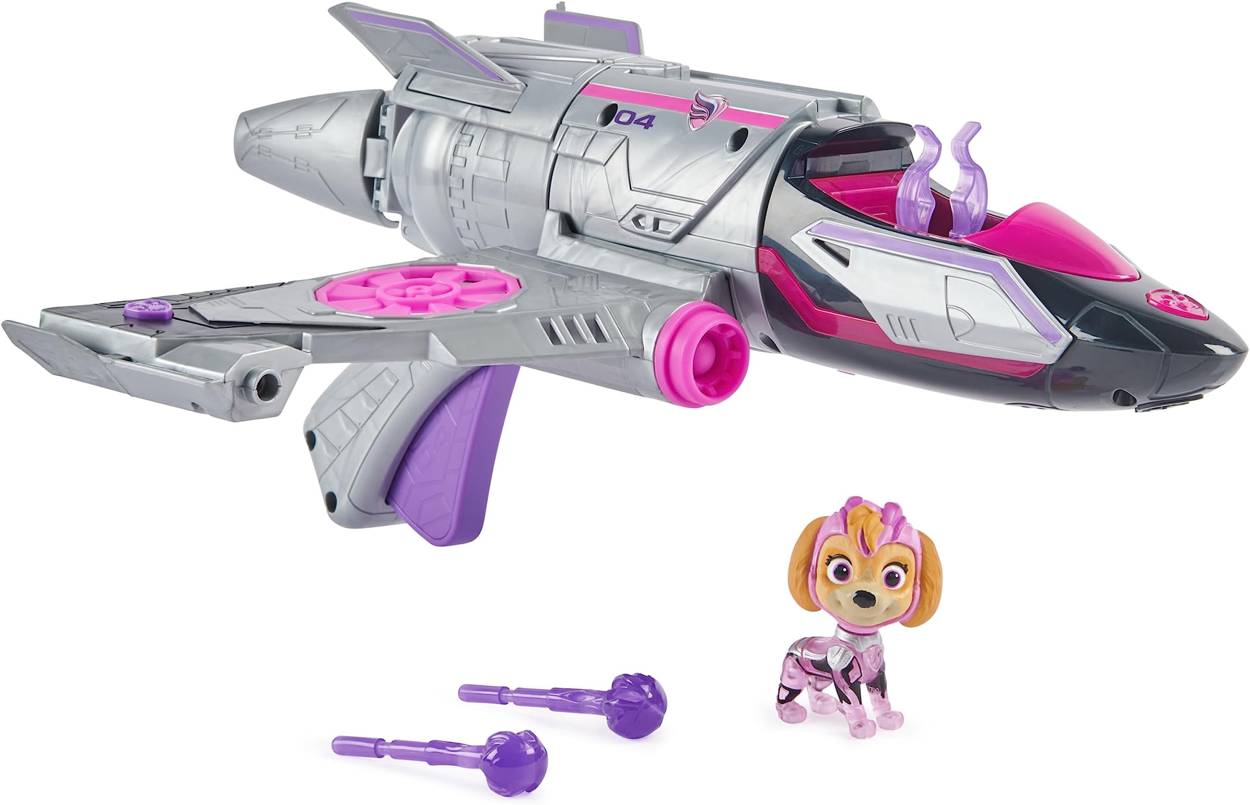 The Mighty Movie, Transforming Rescue Jet with Skye Mighty Pups Action Figure, Lights and Sounds, Kids’ Toys for Boys and Girls 3+
