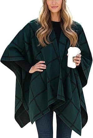Shawl Wraps for Women Reversible Open Front Ruana Poncho Soft Cozy Cardigan for Fall and Winter