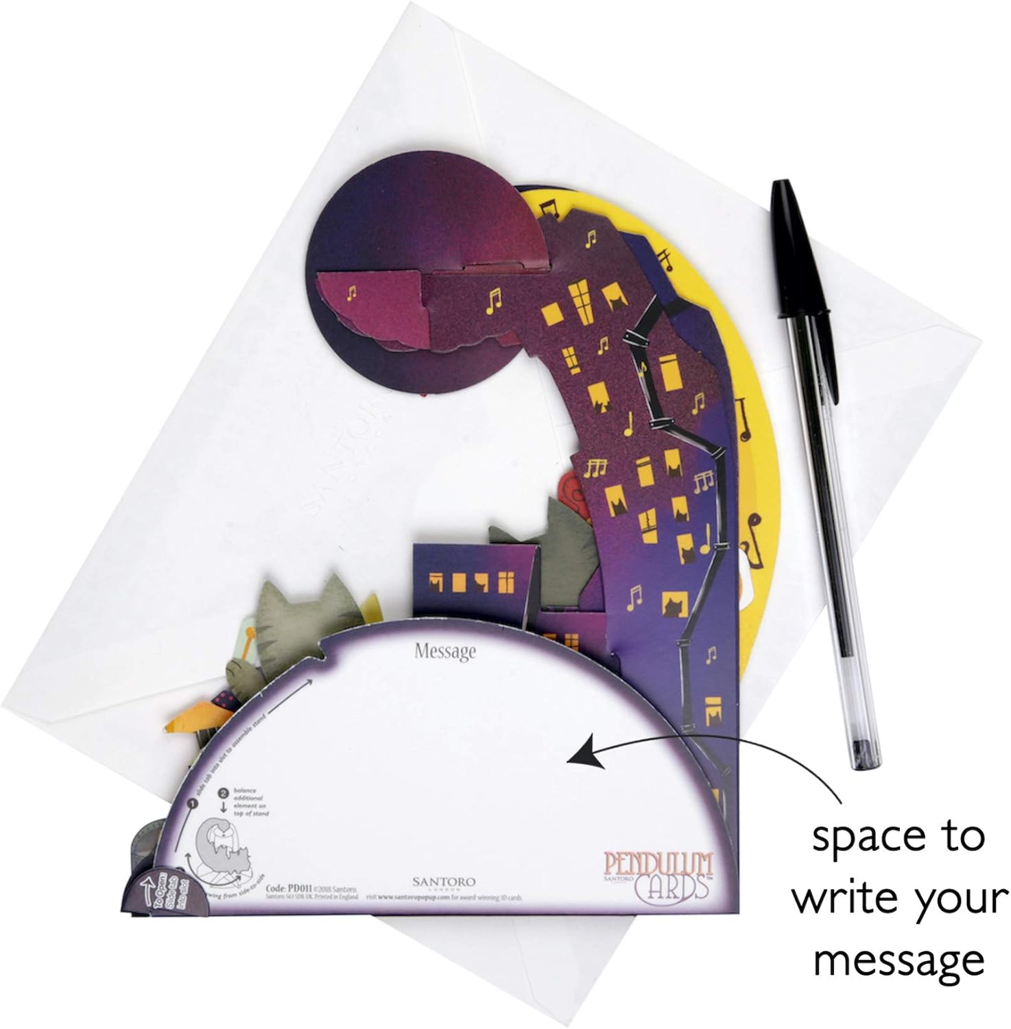 SANTORO Pendulum, Christmas 3D Pop Up Greeting Card - Hurry Down The Chimney - for Kids Family, Christmas, Festive - Image 4