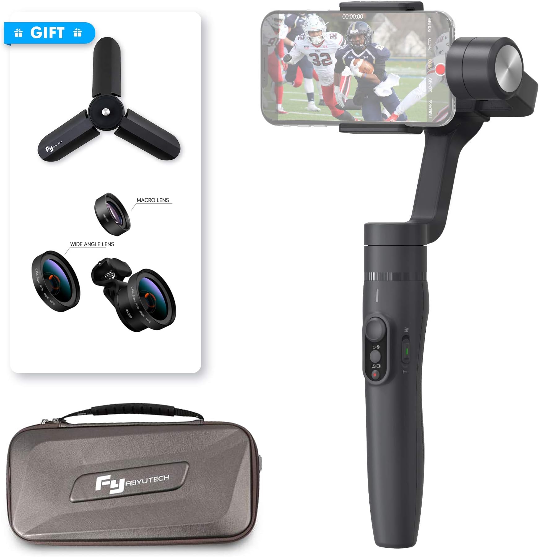FeiyuTech Feiyu Vimble 2 Extendable 3-Axis Handheld Gimbal Stabilizer for Smartphones with Panorama Shooting, Compatible with iPhone/Samsung/Huawei/Xiaomi
