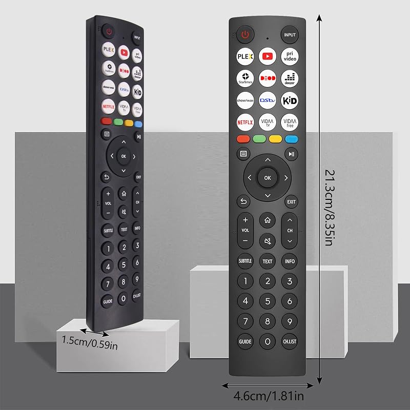 FOXRMT Távirányító Hisense Vidda UHD Smart 4K TV-hez - 12 Gyorsgombbal, Programozás Nélküli Használat, 8m Hatótáv, ERF2J36H Modell