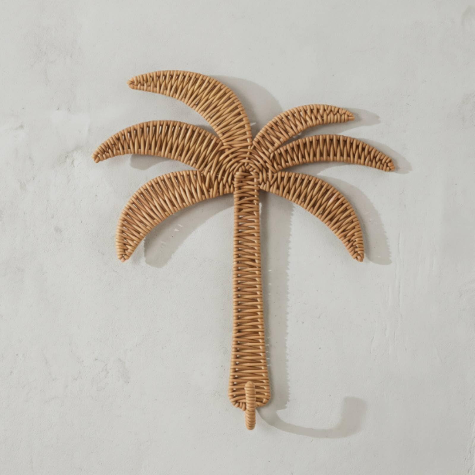 Crochet Palmier en Rotin Tressé Naturel, Support Mural Décoratif Style Boho, Décoration Murale en Forme d'Arbre, Porte-Clés et Accessoire Léger, Gain de Place, pour Entrée, Bureau, Chambre