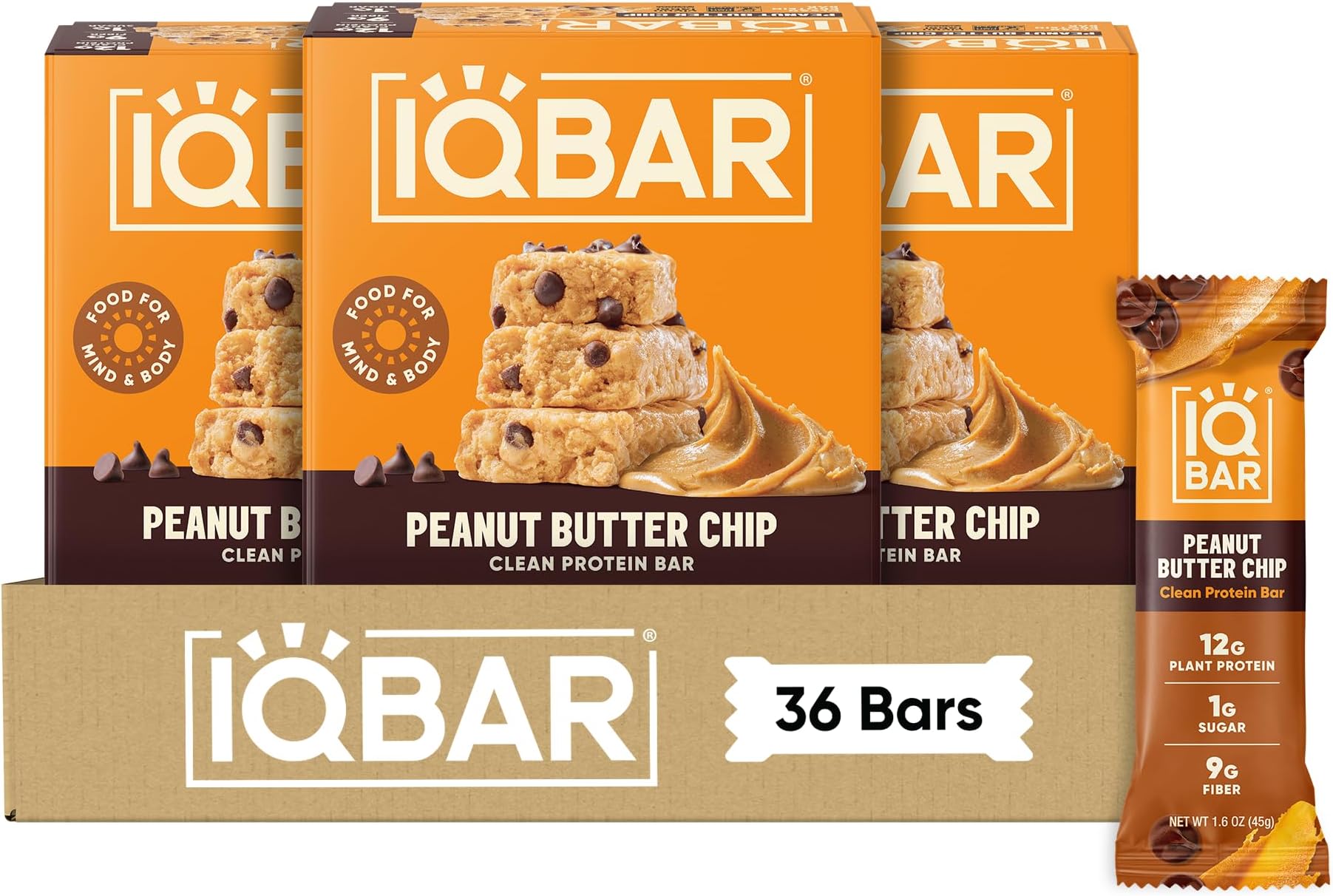 Brain and Body Keto Protein - Peanut Butter Chip Keto - 36-Count Energy - Low Carb Protein - High Fiber Vegan and Low Sugar Meal Replacement - Vegan Snacks