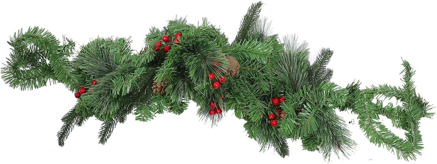 Cabilock LED Christmas Mailbox Swag with Lights Artificial Berries Pine Cones Festive Holiday Decor for Home Welcoming Atmosphere for Friends Family