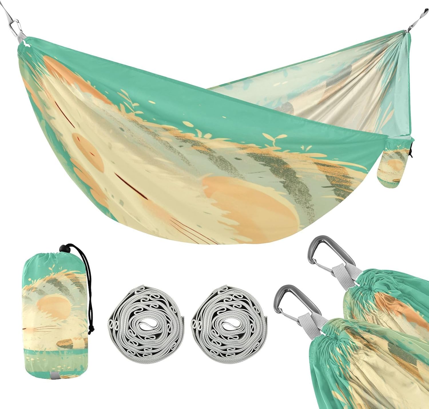 Cute Animal Green Camping Hammocks with Hanging Rope Tree Hammock for Camping & Hiking Essential