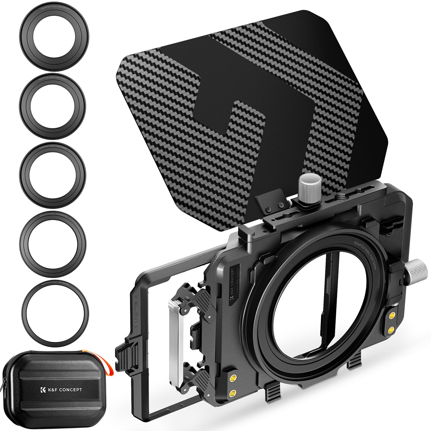 KF Concept ミニマットボックス 4x5.65インチ Mini Matte Box カーボンファイバー製 67mm/72mm/77mm/82mm/95mmのアダプターリング付き 2枚の角型フィルター装着可能 収納ケース付属 （Nano-Xcel） Amazon.com : K&F CONCEPT Mini Matte Box, DSLR Mattebox with Carbon
