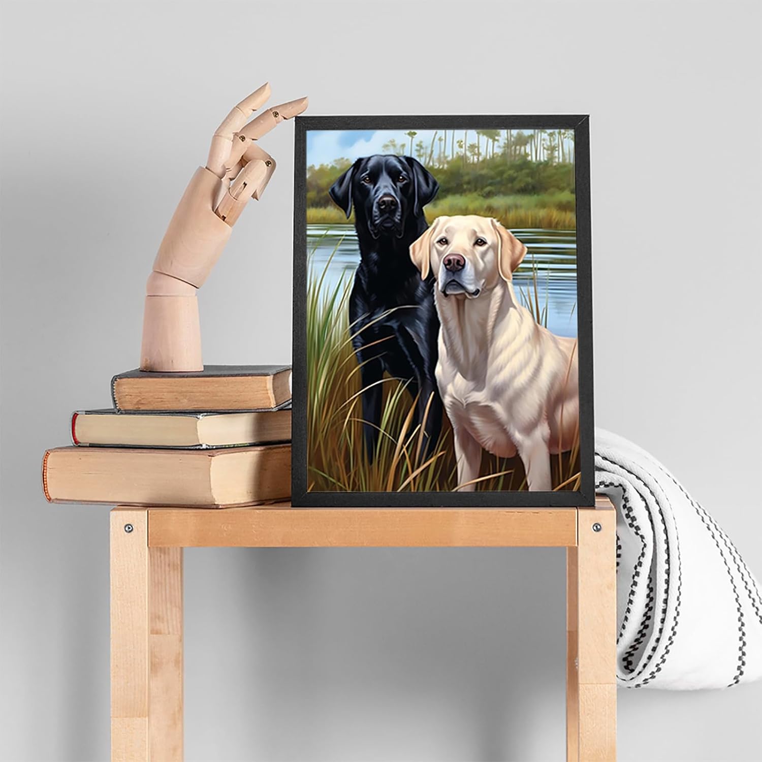 KAYEIUU 5D Black Labrador and White Labrador Diamond Painting Kits, Funny Dog Diamond Painting, Full Round Gem Art Kits for Adults Diamond Dots Piant by Numbers Kits 12x16 inch