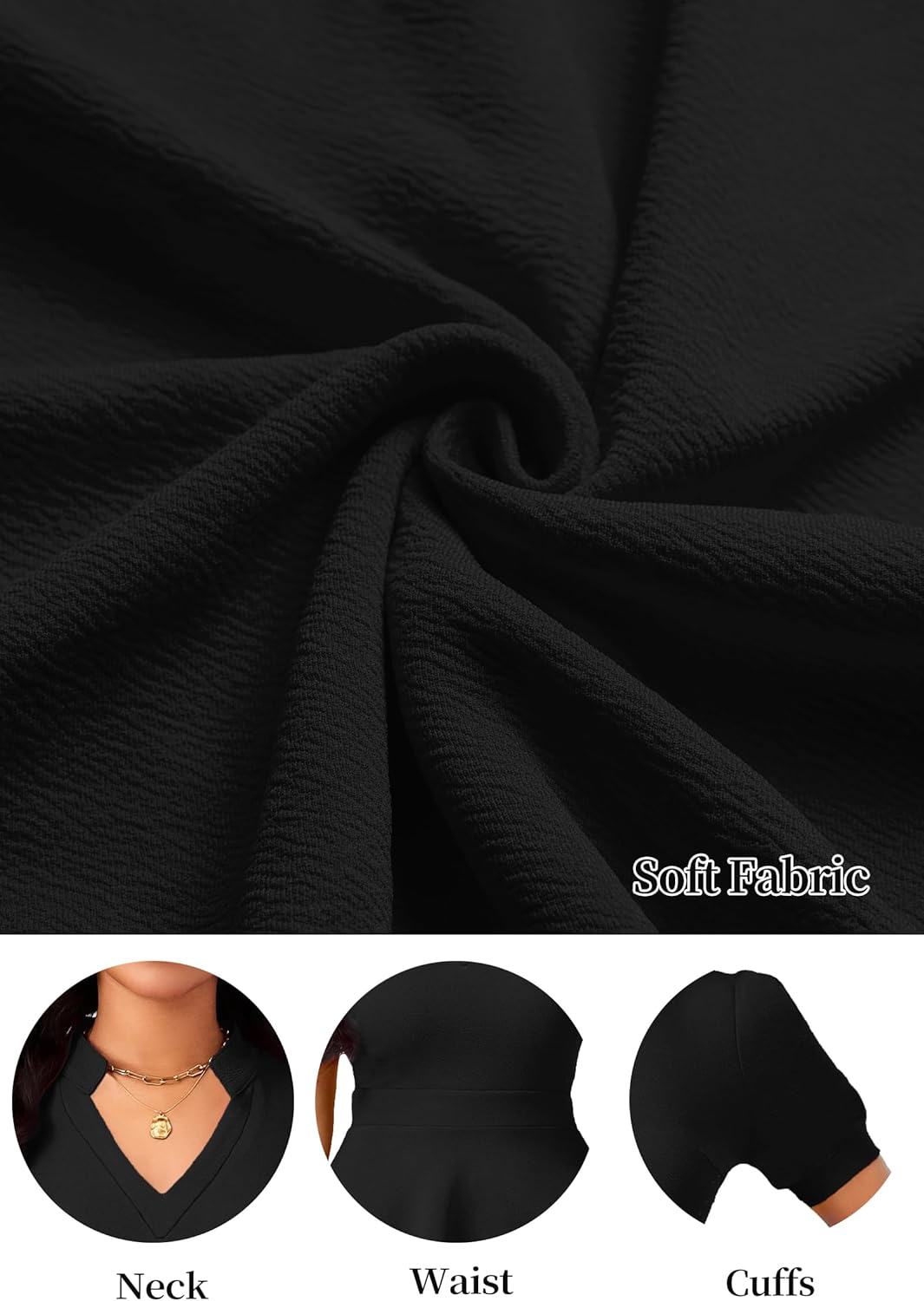 Womens Casual Summer Dresses Short Puff Sleeve V Neck A Line Wedding Guest Midi Dresses with Pockets - Image 6