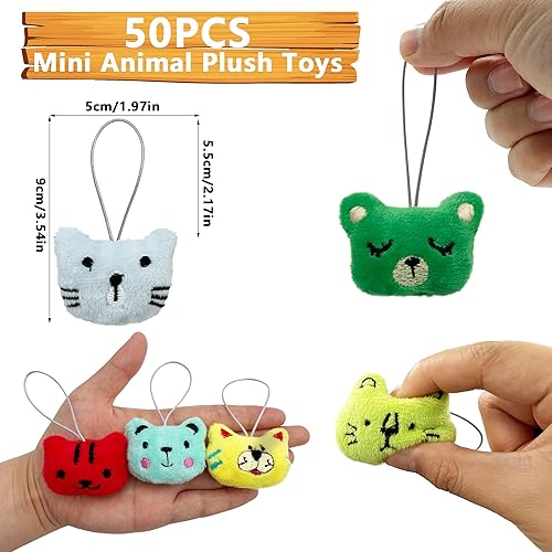 Miniatura 2 de XIPEGPA Juego de 50 juguetes de peluche de animales pequeños, llavero de juguete de peluche para recuerdos de fiesta, llavero adorno para bolsa de