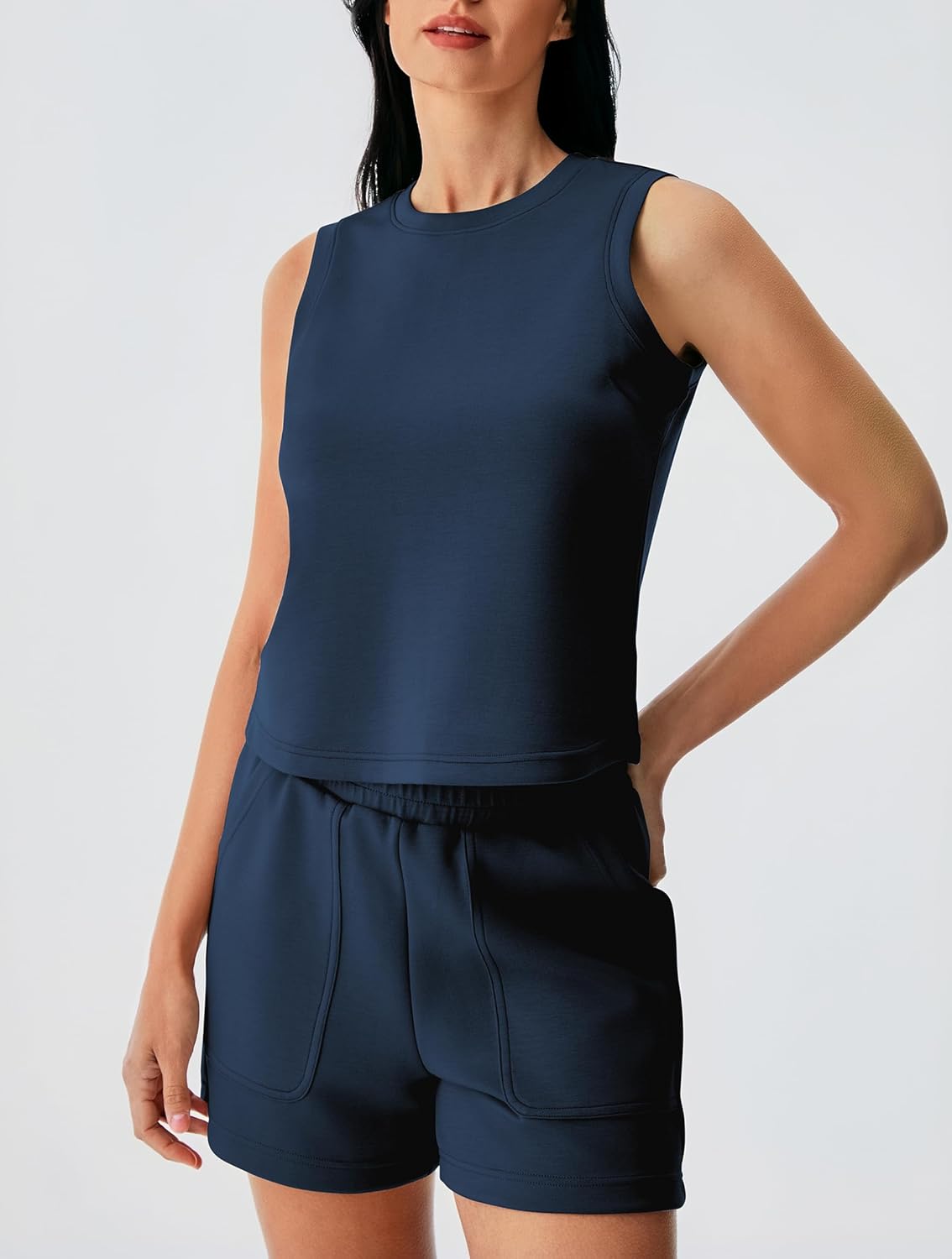 AFITNE Women’s 2 Piece Sets Summer Lounge Matching Outfits Sleeveless Tank Crop Tops and Shorts Tracksuit Sweatsuits - Image 5