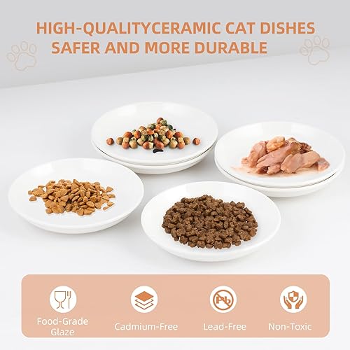 Miniatura 5 de Paquete de 6 cuencos de comida para gatos, cuencos de cerámica para gatos, juego de cuencos antifatiga para gatos, platos de 5.5 pulgadas poco