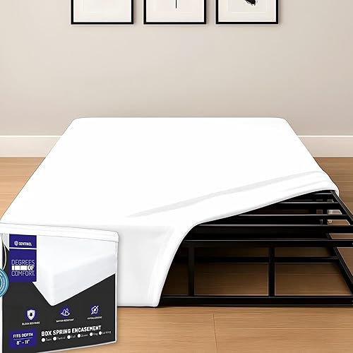 Degree of Comfort Twin Box Spring Encasement – Bed Bug Proof Zippered Dust Mite Waterproof Hypoallergenic Six-Sided Cover, 8-11” Depth