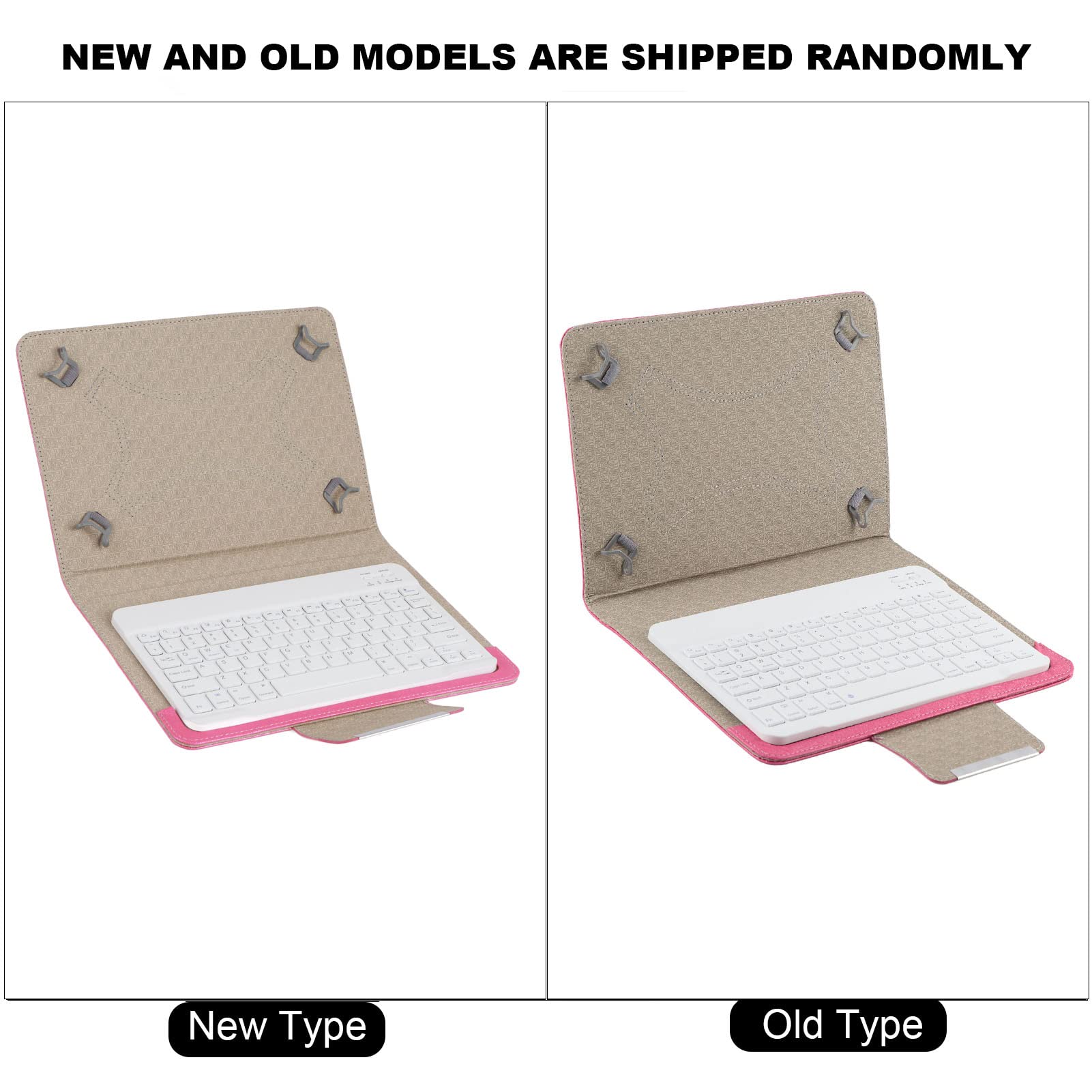 Klawiatura na tablet 10 cali z etui ze skóry PU, zasięg radiowy 10 m, etui ochronne z klawiaturą Bluetooth do systemu Android, iOS, (różowa)