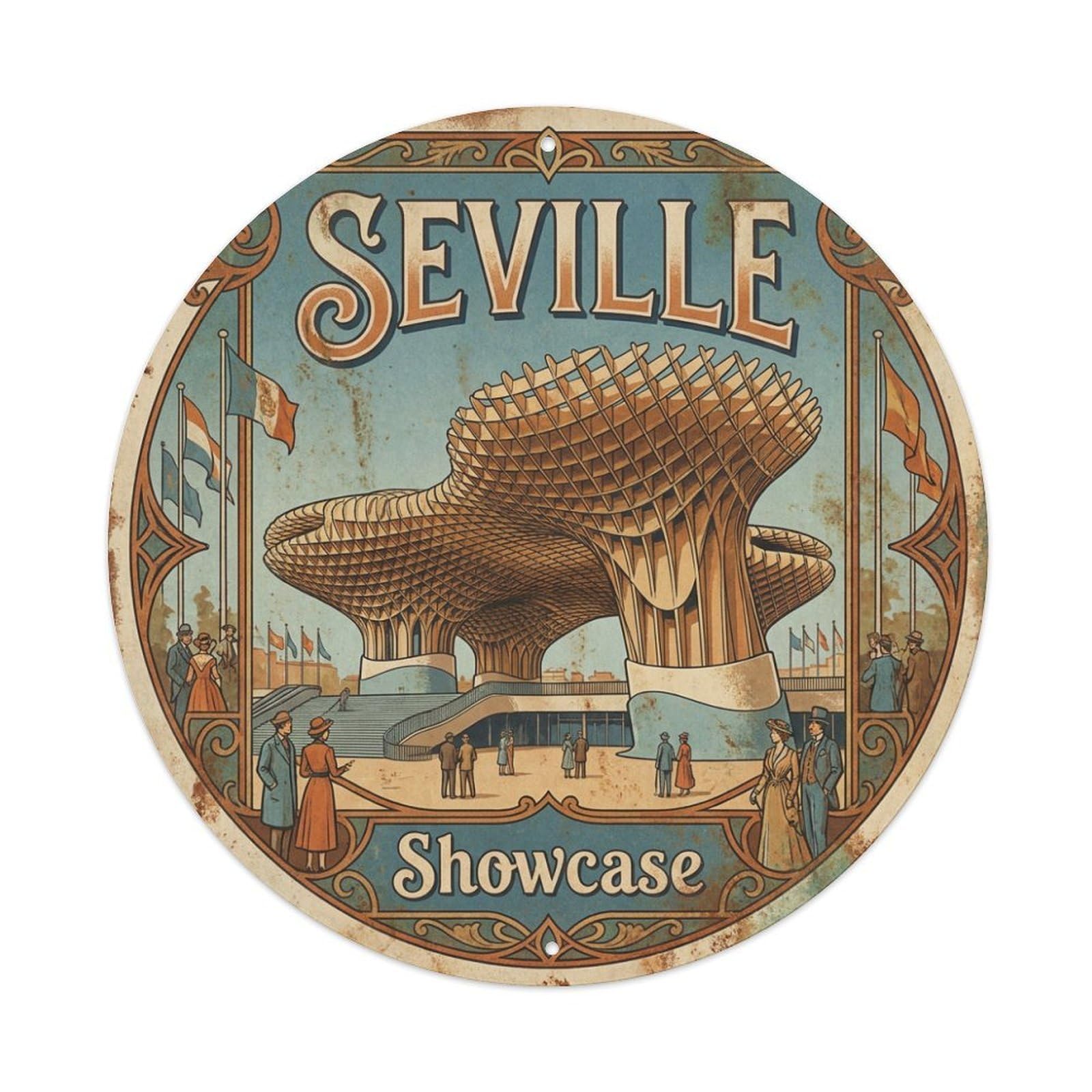 Metal Tin Sign Vintage Travel Seville Spain