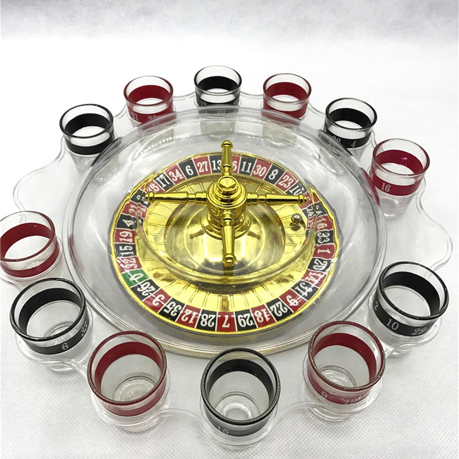 GeRRiT Roulette Sets Roulette Wheel Set with 12 Wine Glasses Professional Roulette Games Drinking Games for Adults Party for Game Night Party Games