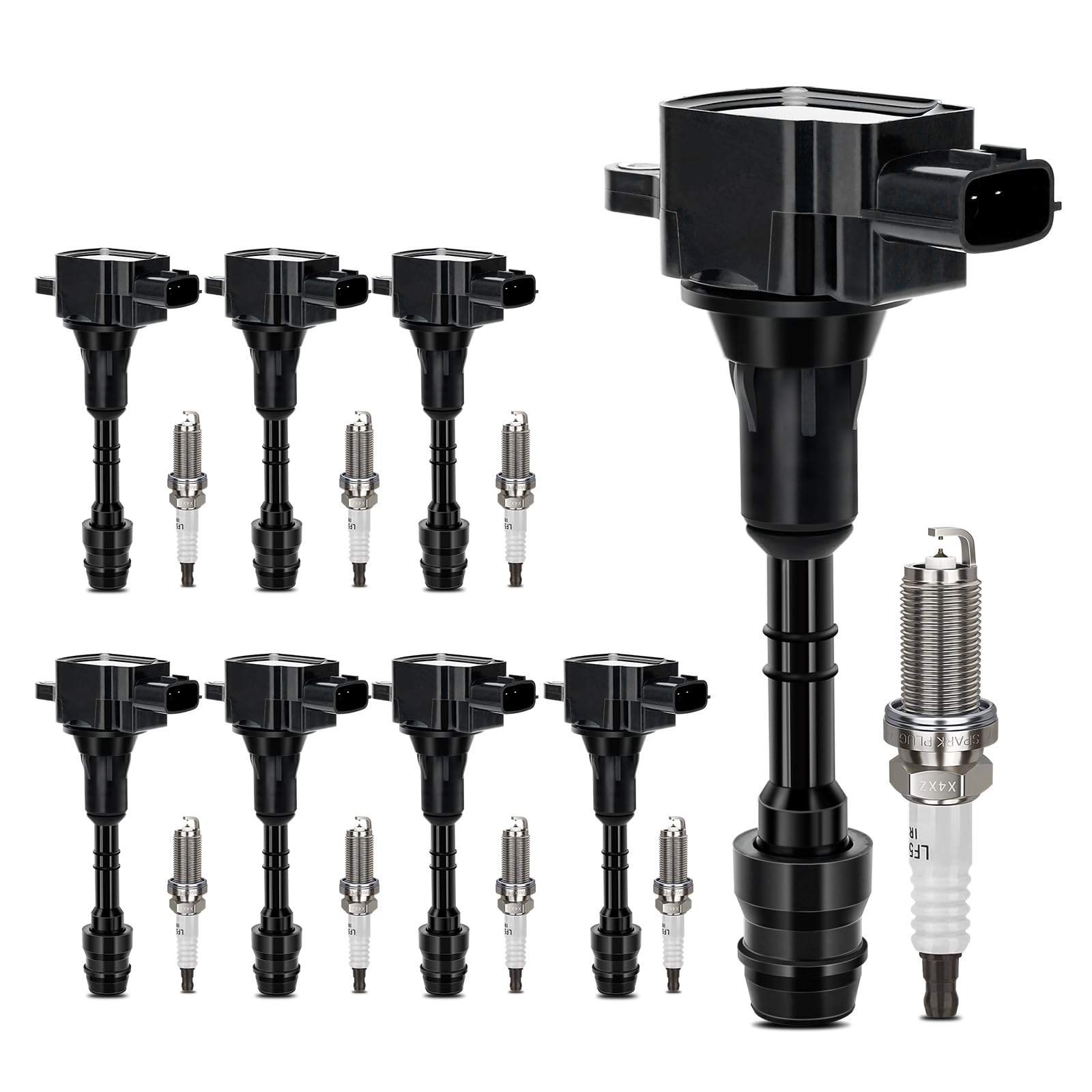 UF510 Ignition Coil &amp; 6240 Double Iridium Spark Plug For 04-07 Nissan TITAN