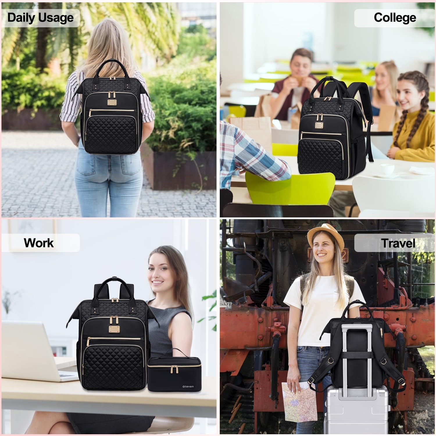 Lunch Backpack for Women, 15.6 inch Laptop Backpacks for Womens, Work Backpacks with Lunchbox,Insulated Back pack Cooler,Teacher Nurse Travel Backpack for Women - Image 7