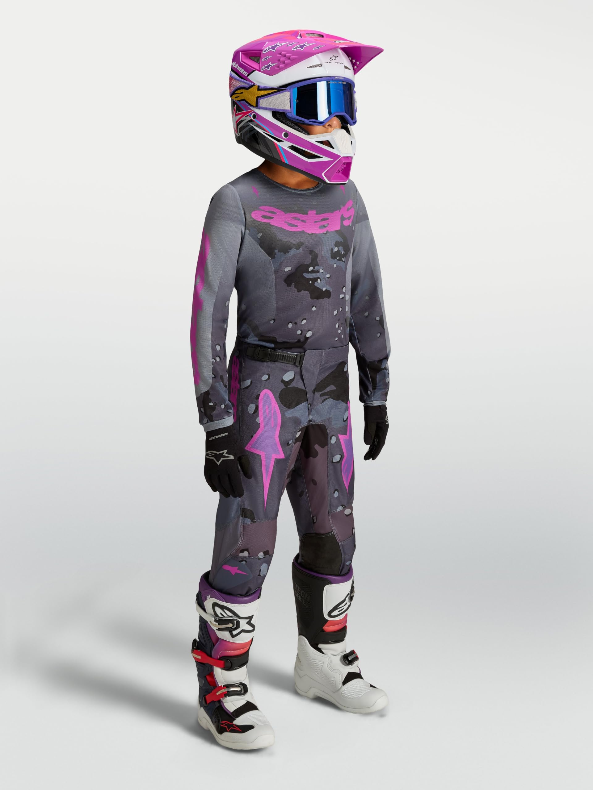 Alpinestars Fluid Lone Młodzieżowe spodnie motocrossowe, szary/fioletowy, 24