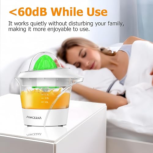 Miniatura 5 de Exprimidor de cítricos con 2 conos, exprimidor eléctrico de naranja para limones, limas y pomelo, diseño desmontable fácil de limpiar, blanco,