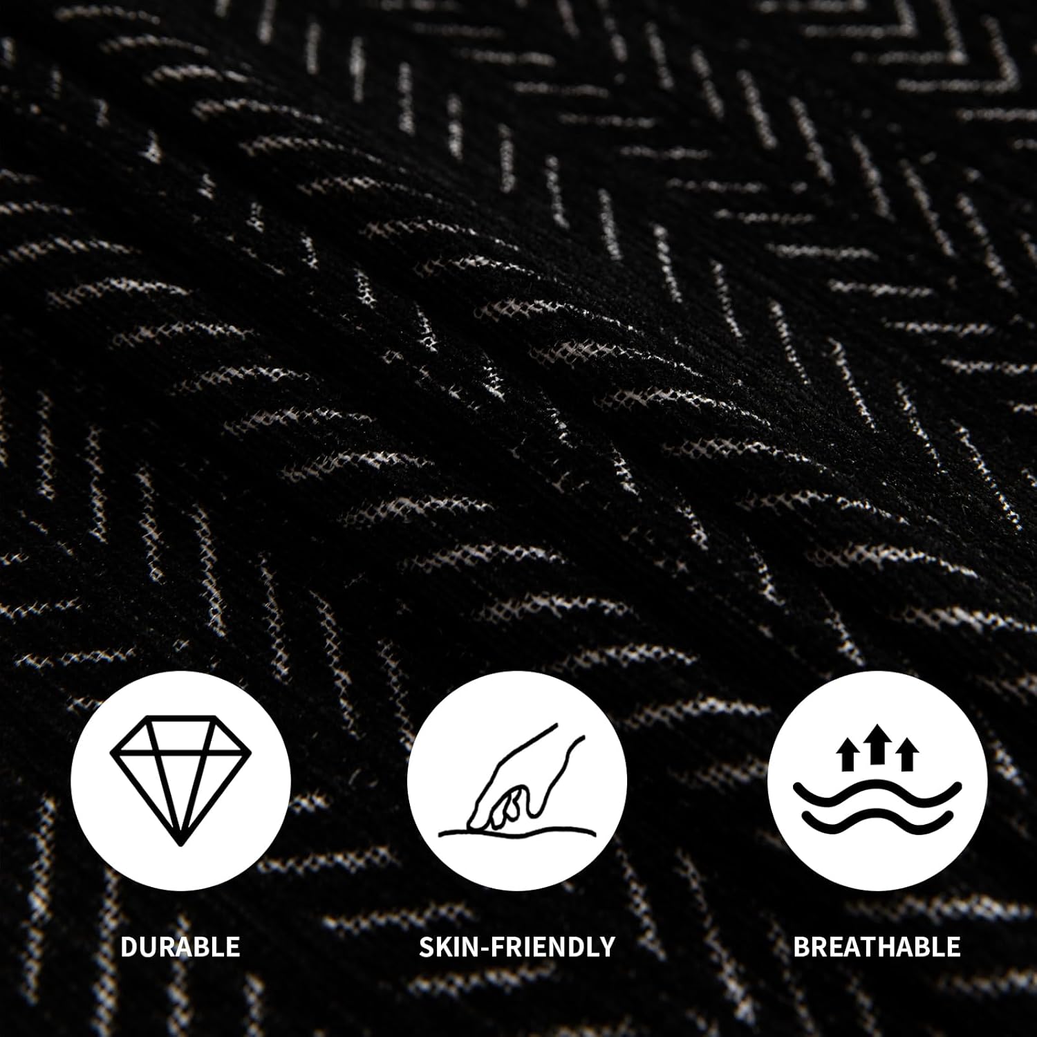 Sofa Covers for 2 Cushion Couch Sofa, Loveseat Non Slip Couch Cover Polyester Strip Couch Throw Blankets with Tassels, Sectional Sofa Slipcovers Furniture Protector for Pets, Kids 71"x118", Black