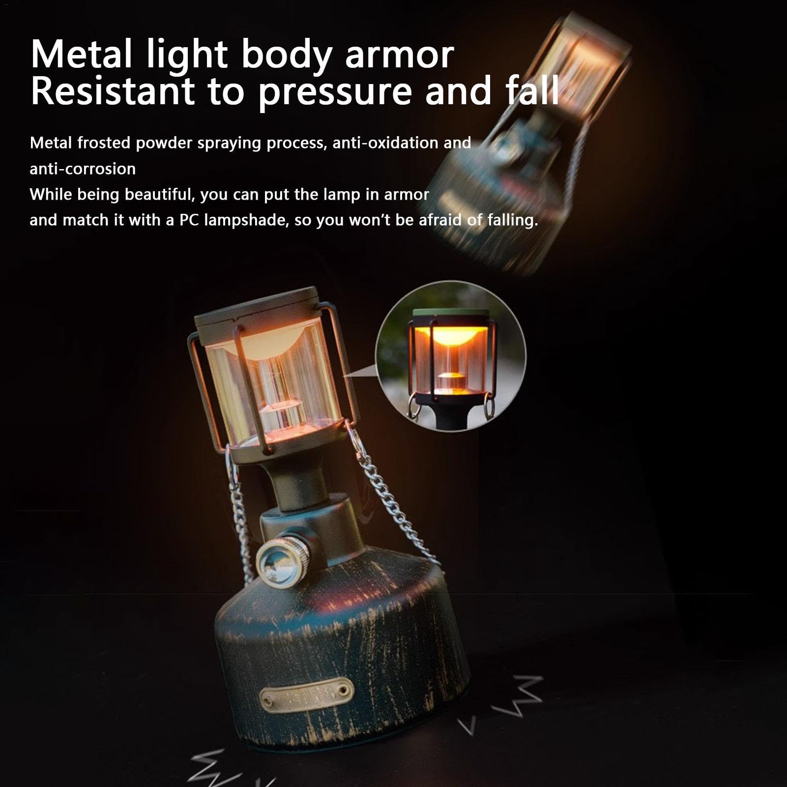 Luz de campamento de ambiente al aire libre | Lámpara de emergencia | Linterna LED vintage, durabilidad compacta, estilo retro, linterna LED de camping de 6 W, impermeable, sensor de soplado simulado, | Linterna LED vintage, durabilidad compacta, estilo r