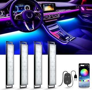 YiLaie RGB Car Interior LED Lights with App Control, DIY Mode & Music Sync - USB Under Dash Kit for Cars, Trucks, SUVs