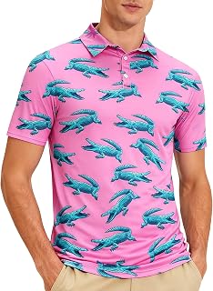 Mens Polo Shirts Short Sleeve Dry Fit 3D Print Moisture Wicking Funny Golf Shirt