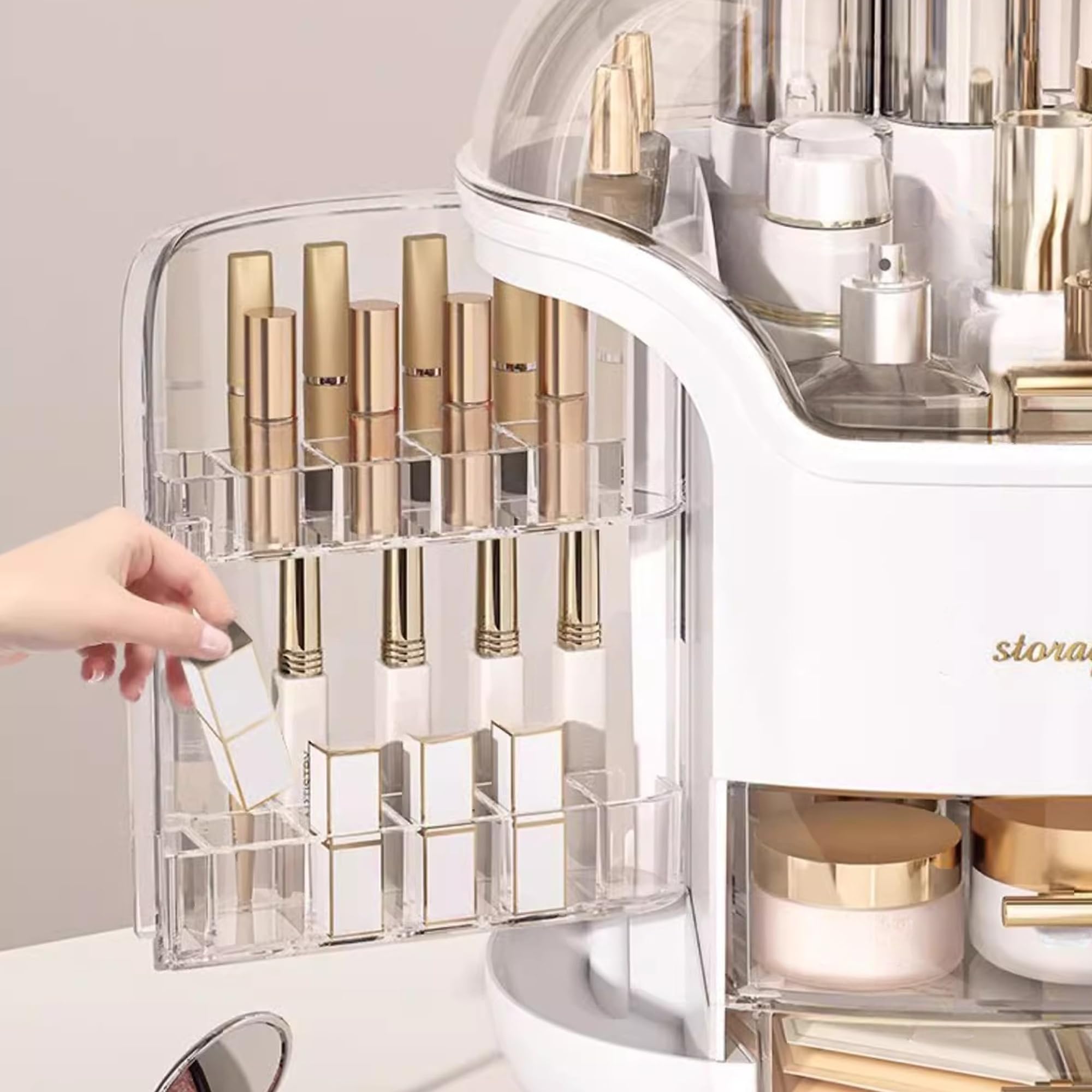 Rangement Maquillage Organisateur Multifonctionnel Boite pour Skincare et Bijoux Stockage Cosmétique pour Salle de Bain Makeup Organiser avec Tiroir Grande Capacité Etanche Présentoir Cosmétique