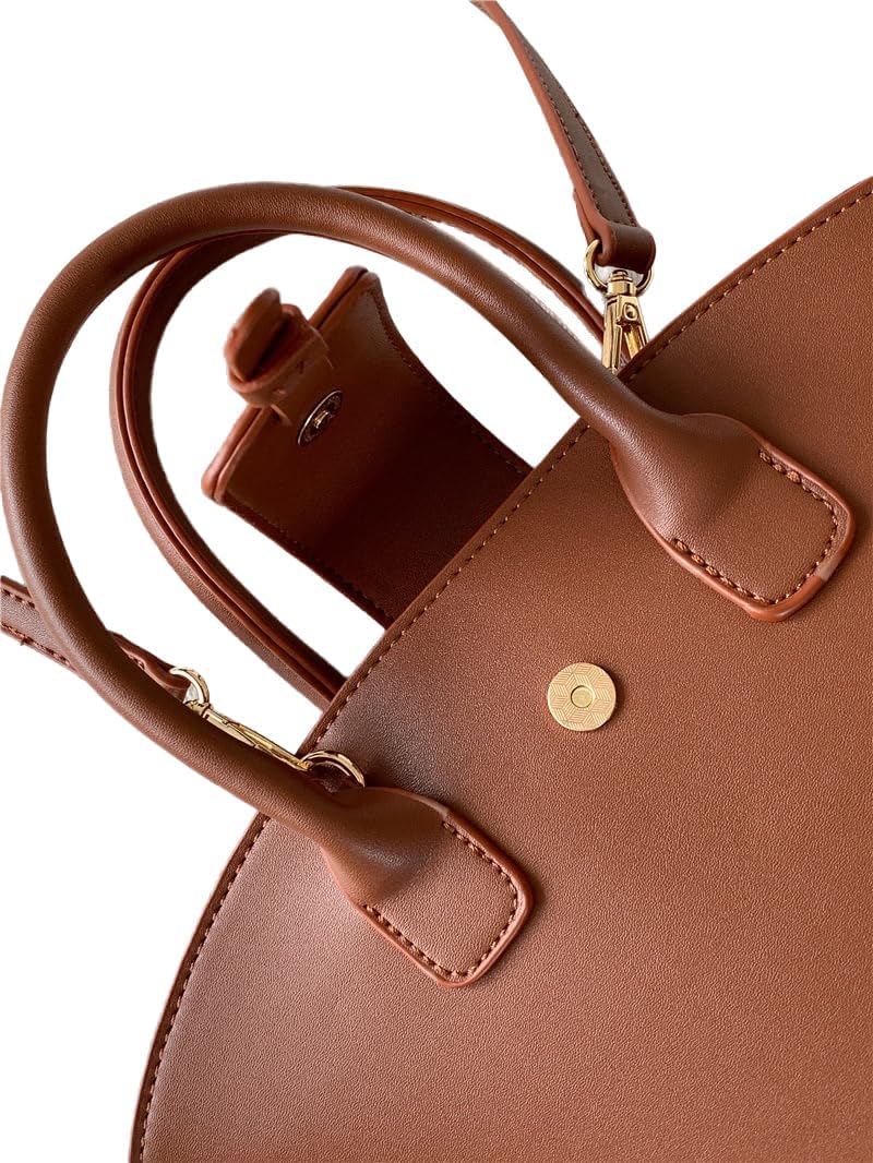 Leather Purses and Handbags for Women Small Top-handle Tote Bag Satchel Shoulder Bags, Brown
