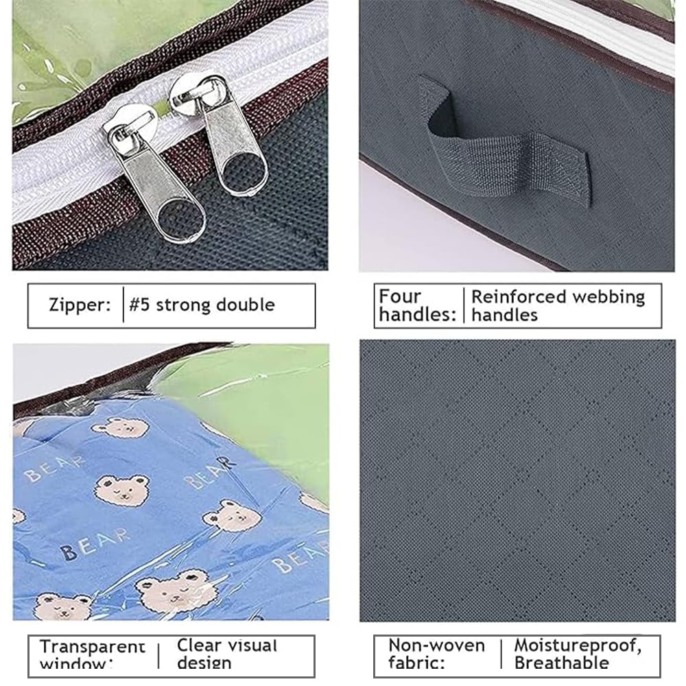 Photo 1 of 1 set of under bed storage bag, 90L under bed storage box, foldable under bed storage bag, used for blankets, towels, blankets, sweaters, pillows, gray