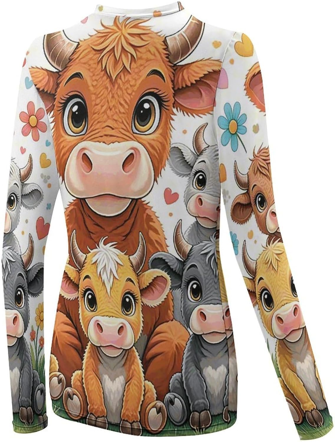 Women's UPF 50+ Sun Protection Shirts Long Sleeve Cow Workout Tops Quick Dry Sun Shirt