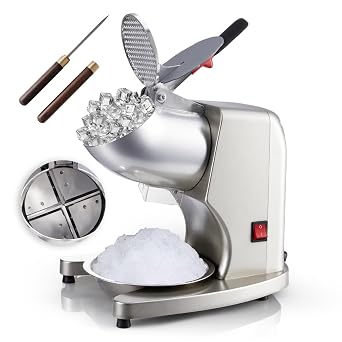 Shaved Ice Machine 300W Electric Ice Crusher 4 Blades Ice Crusher Shaver 2200 RPM Snow Cone Machine 286 lbs/hr Ice Shaving Machine for Home and Commercial