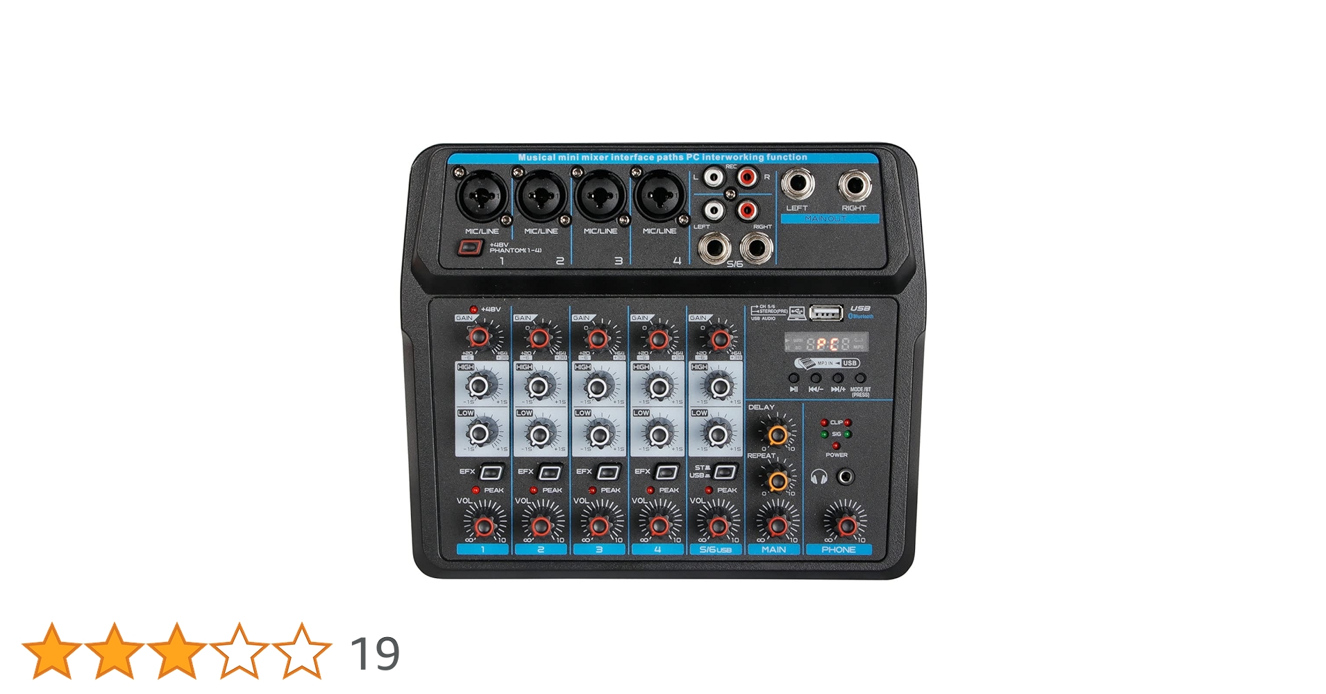 Amazon | Depusheng U6オーディオミキサー6チャンネルDJサウンド