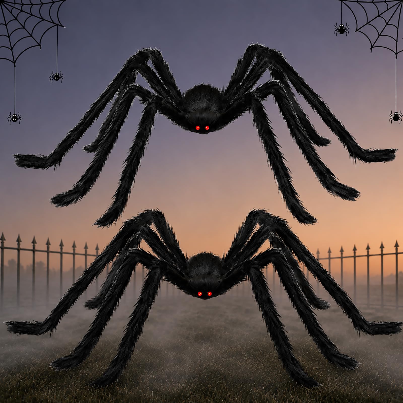 Kinhzrude Giant Halloween Spider Decoration 200cm 2 Pack