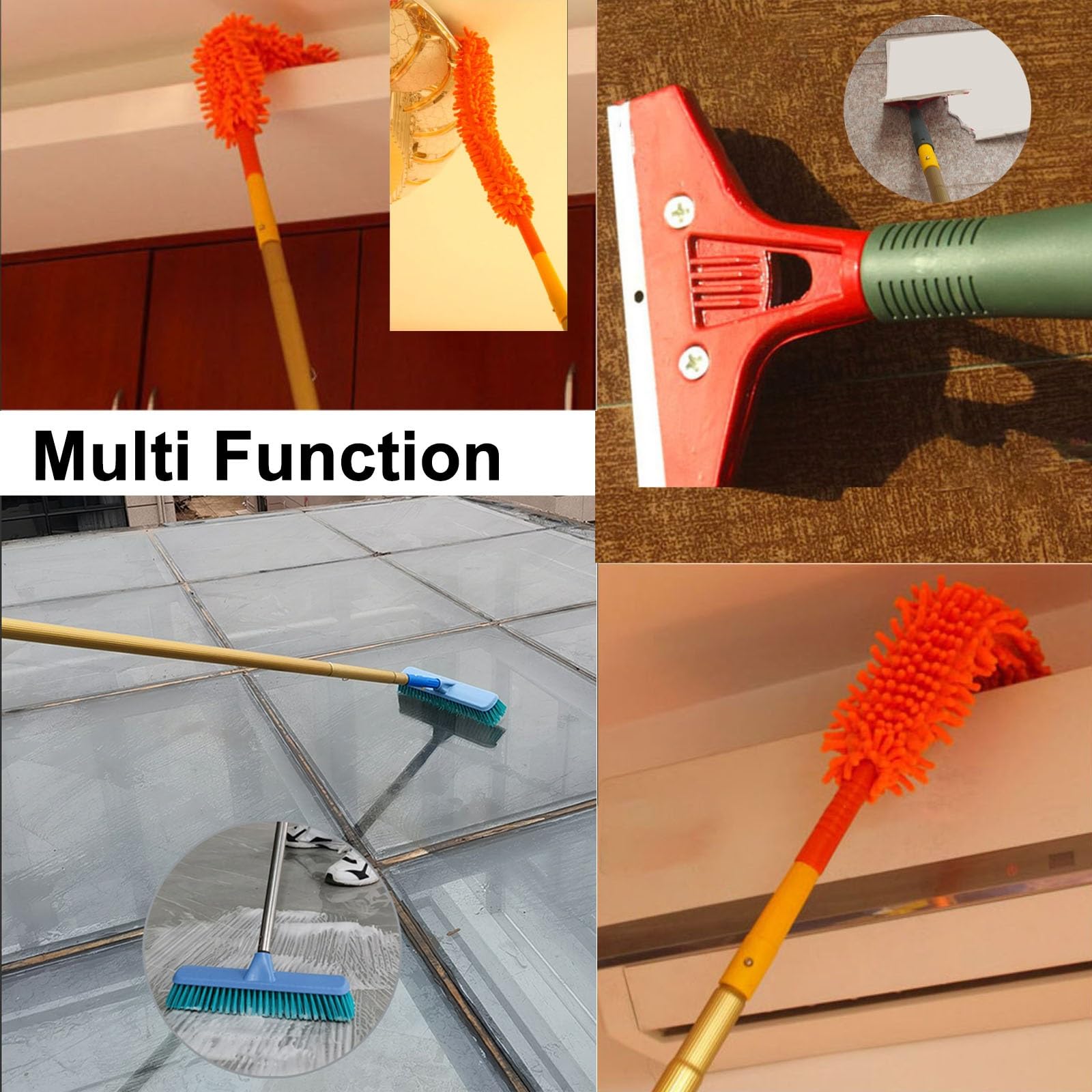 Herramienta limpiadora de Cristales para Ventanas Altas, para Interiores y Exteriores; Kit de Limpieza de Altura máxima con escobilla de Goma y Mango Ajustable; mopa para Parabrisas de Coche