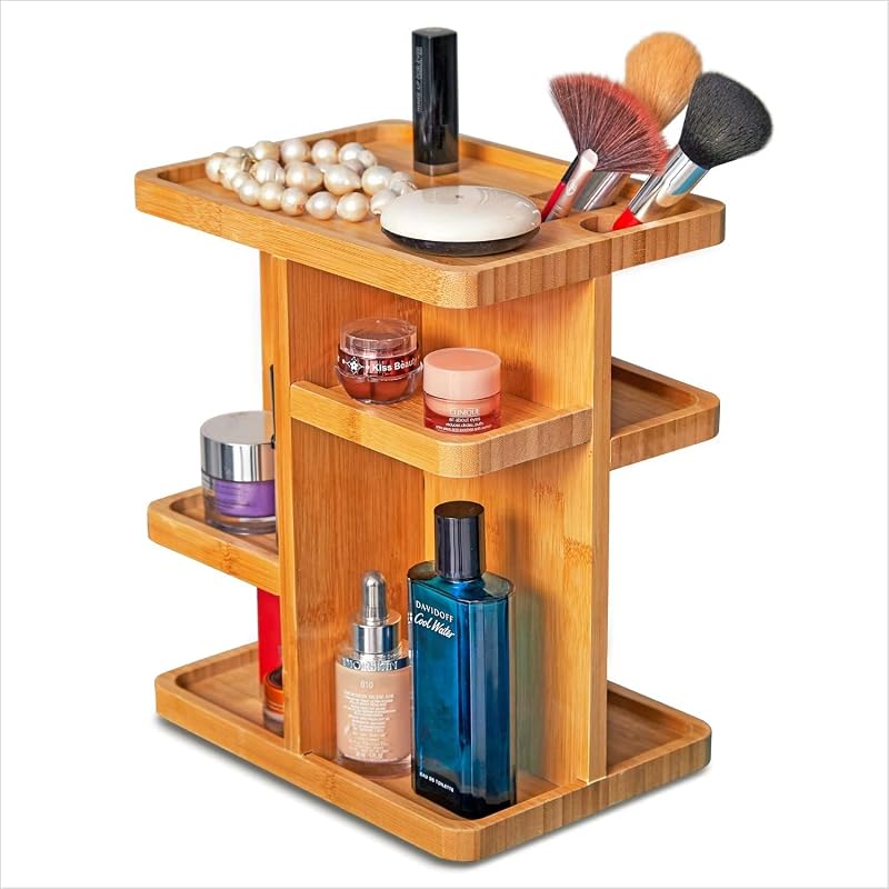 Organizador de maquiagem giratório 360° em bambu, 8 compartimentos, RoyalHouse, pacote com 2