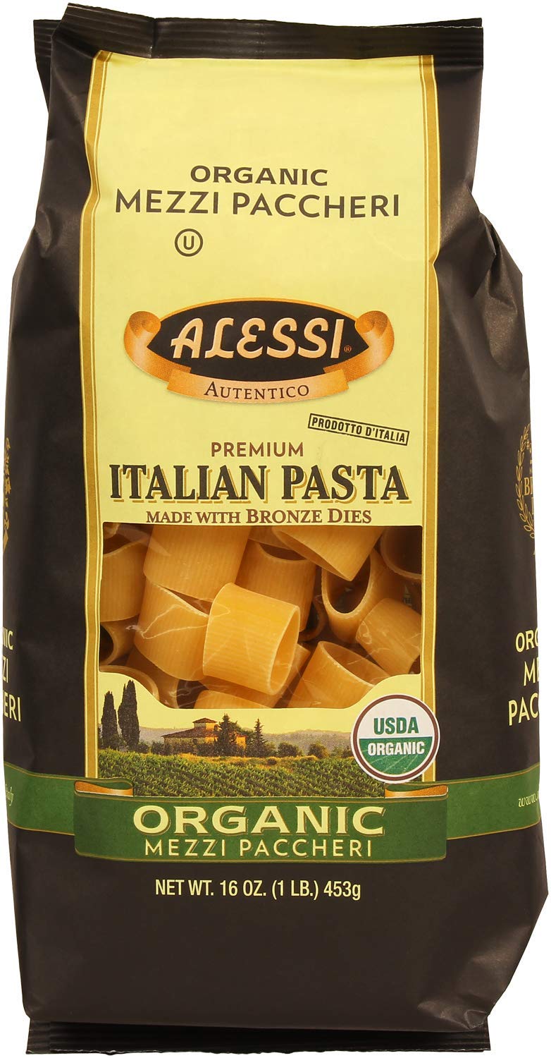 Alessi Organic Mezzi Paccheri Pasta, Kosher, 16 Ounces (Pack Of 6)