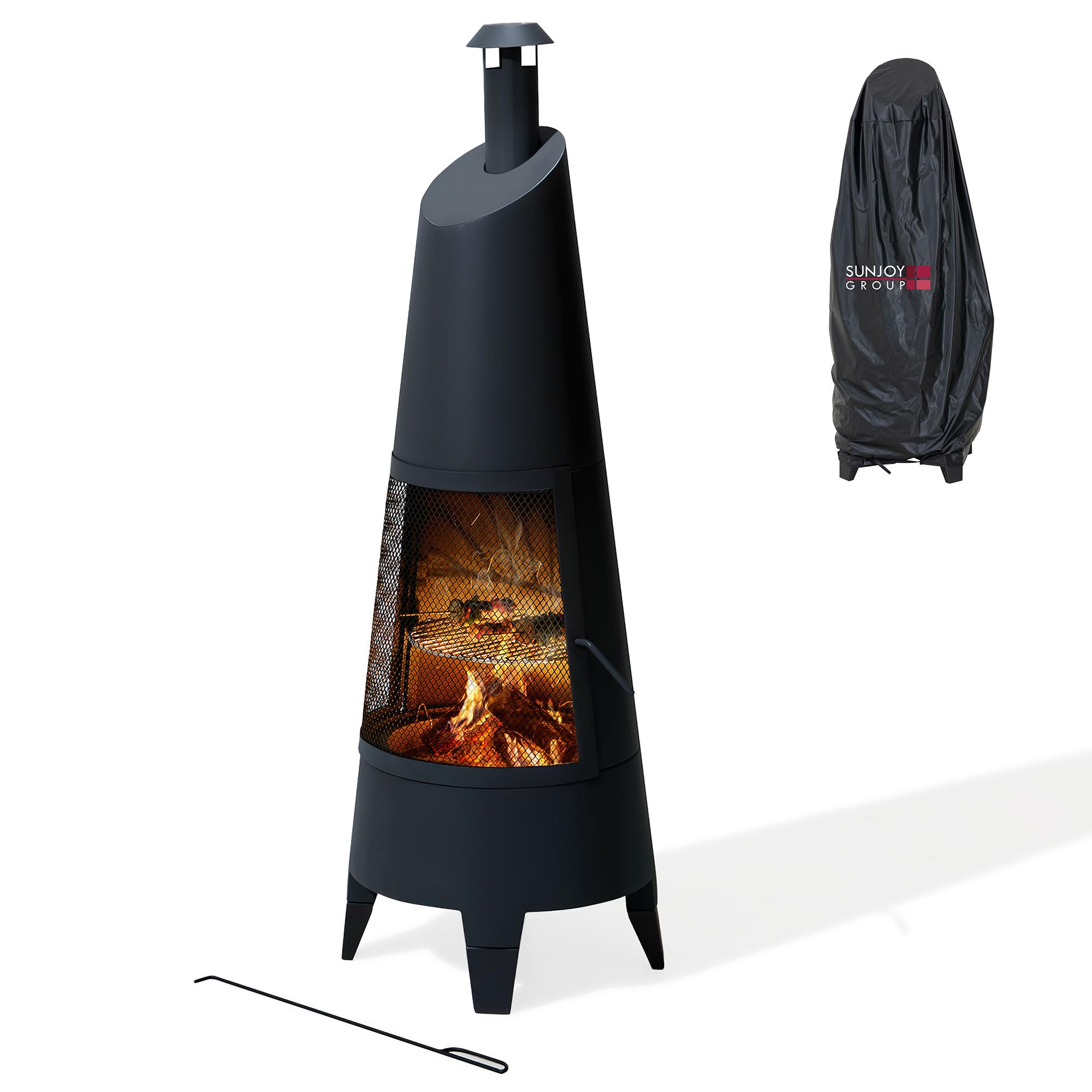 Amazon.com : SUNJOY 2-in-1 Chiminea Fire Pit & Grill, 57